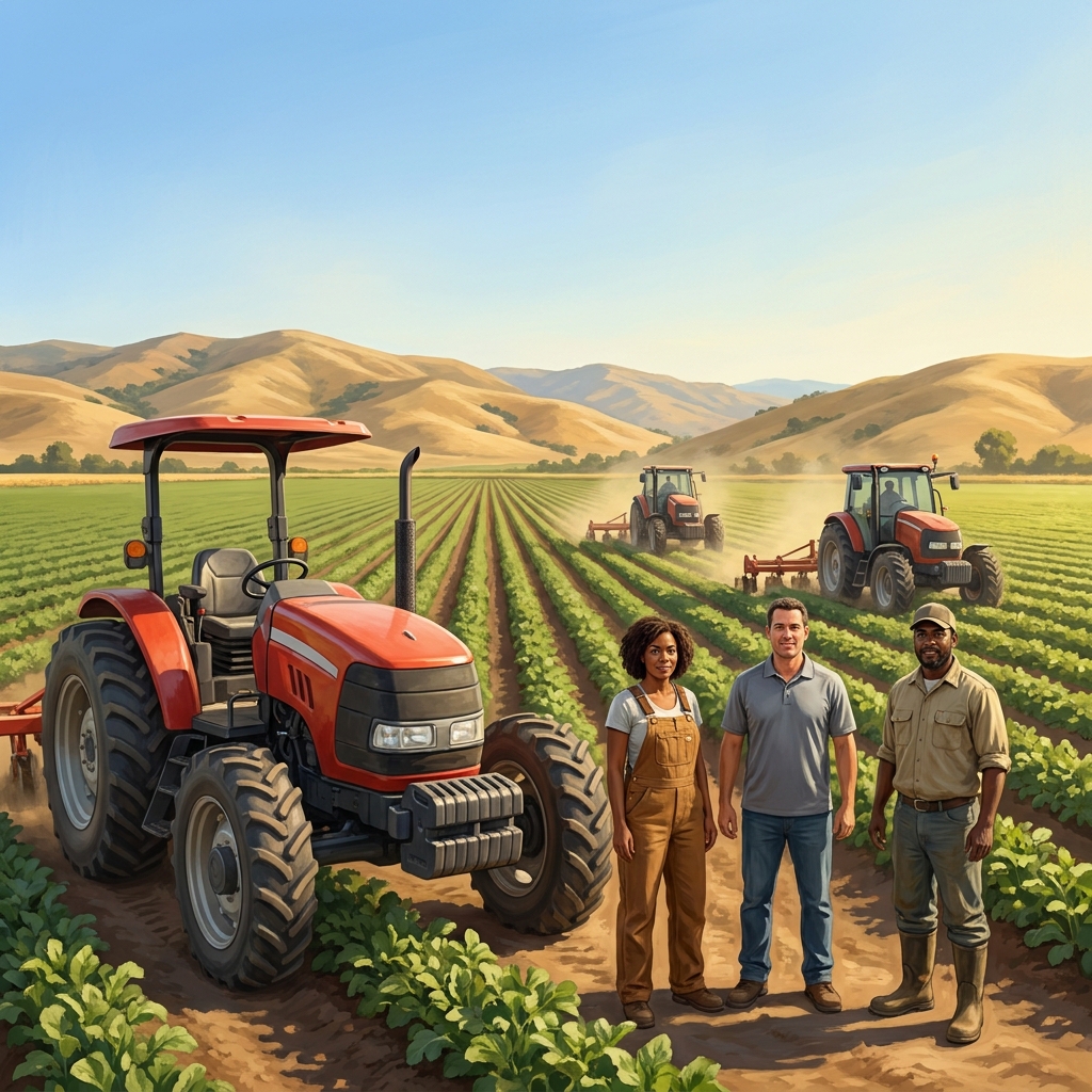 Now let's look at rural land use. In the Central Valley of California, we see large farms with many rows of crops and.