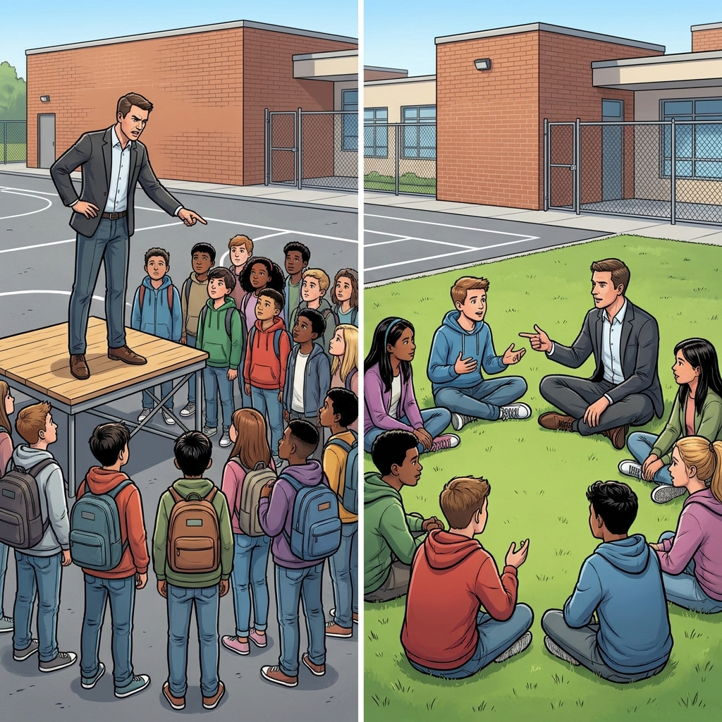 Imagine a schoolyard where the teacher sets all the rules without asking students, and students must follow them or face.