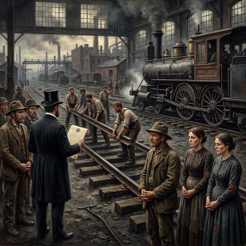 Example one: A railroad company builds tracks across the country. The government gives the company free land and does not.