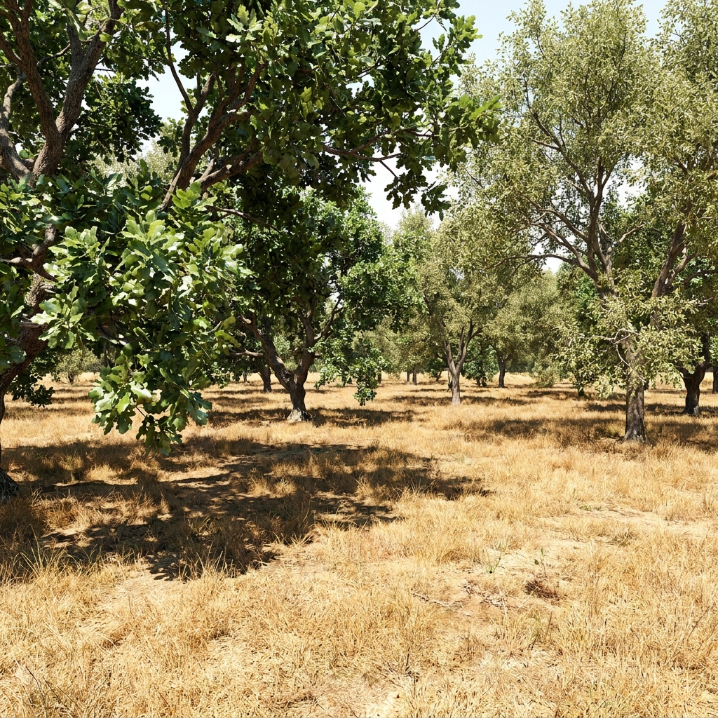 We are studying how drought-resistant oak trees are distributed in a forest. We count the number of trees with thick, waxy.