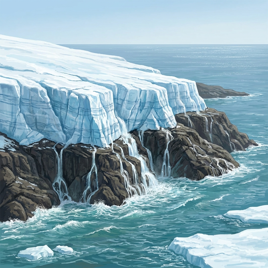 When ice on land melts, the water level in the ocean rises. This is a model for how melting land-based glaciers add more.