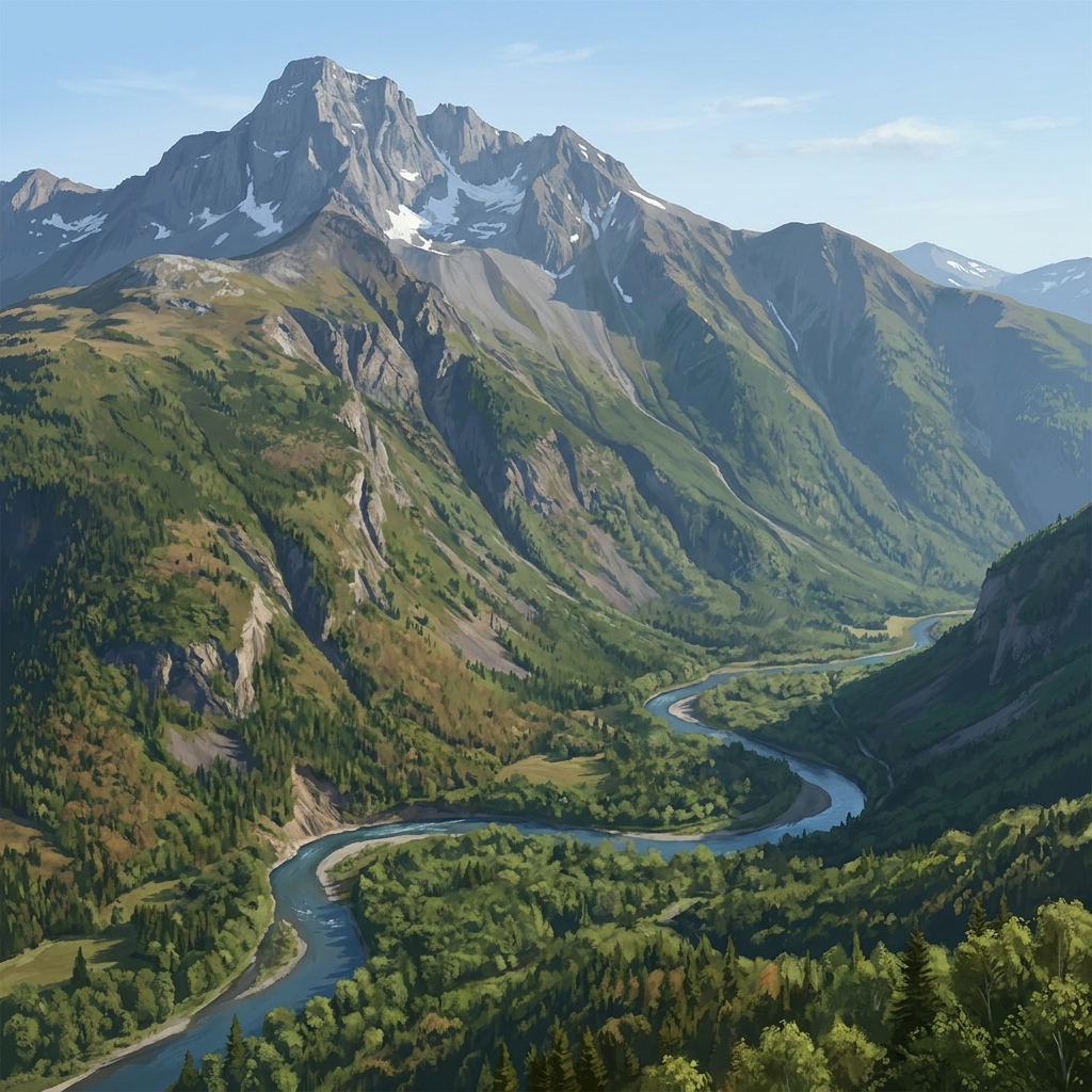 The land can be described by its elevation, which shows how high the ground is above sea level. For example, a northern peak.