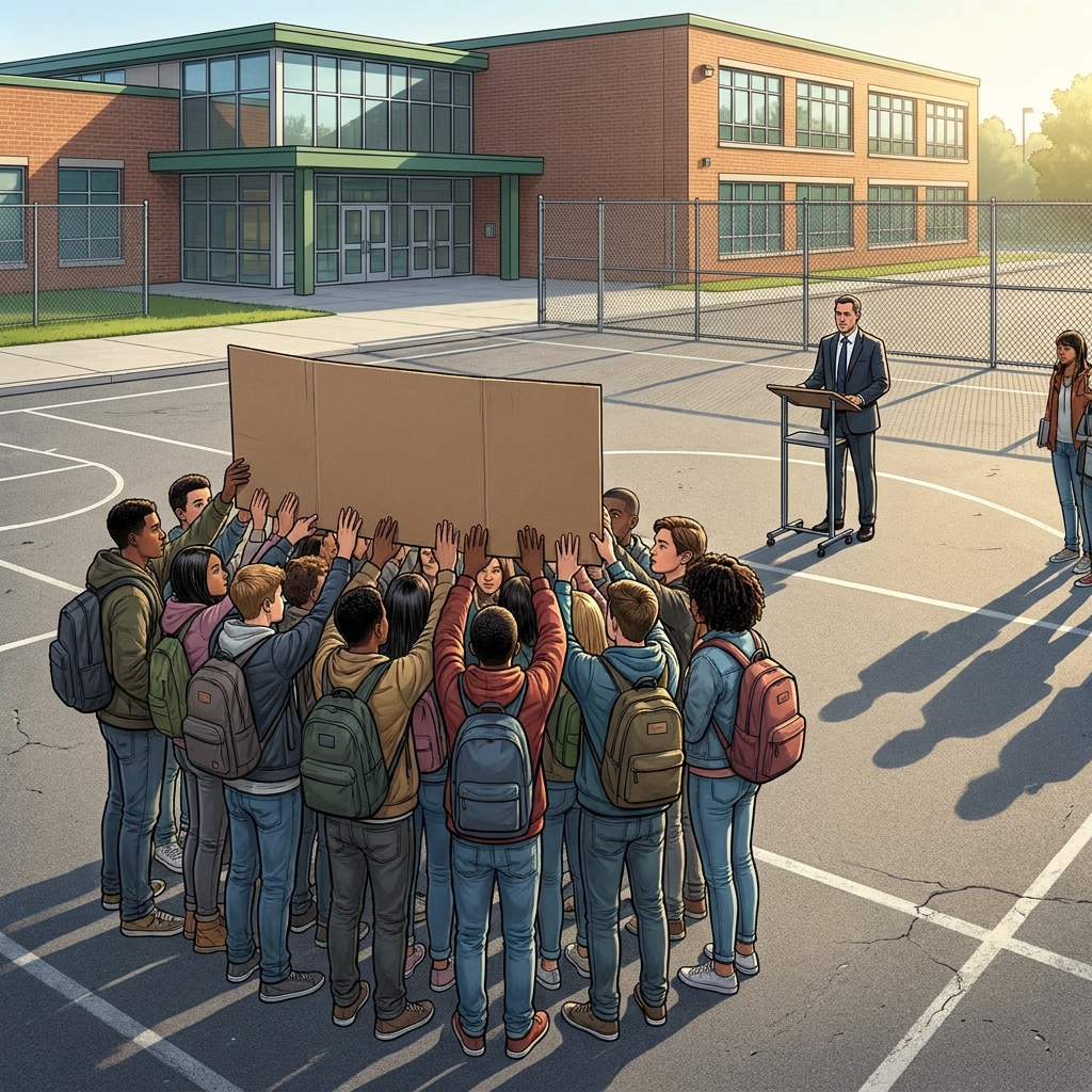 Think of a student group that demands the right to vote on playground rules. If the school principal has always decided all.