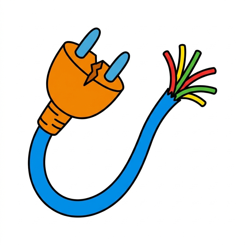 Let us look at this cord. It is broken. We need a new one to make it work.