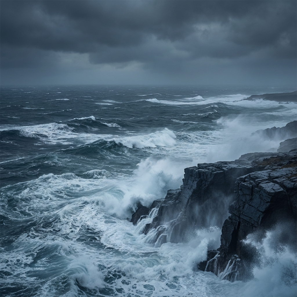 Imagine ocean waves crashing against a cliff during a storm. We can observe the waves moving at different speeds. Let's.