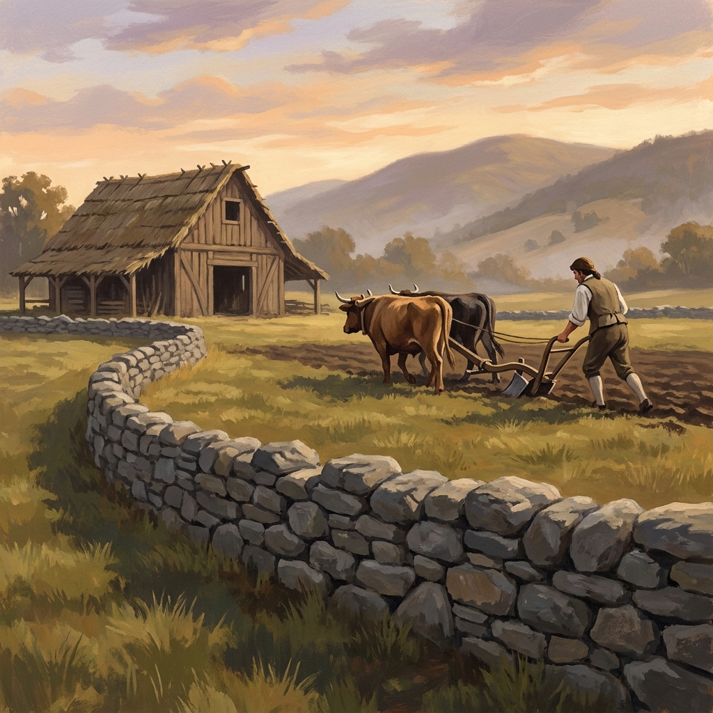 Old stone walls are a great example of a historical period. Early farmers built these walls to mark their fields. They show.