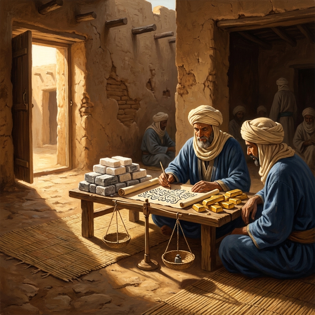 Let's figure out what impact this trade contract had on the gold-salt trade. The contract details the exchange of 10 salt.