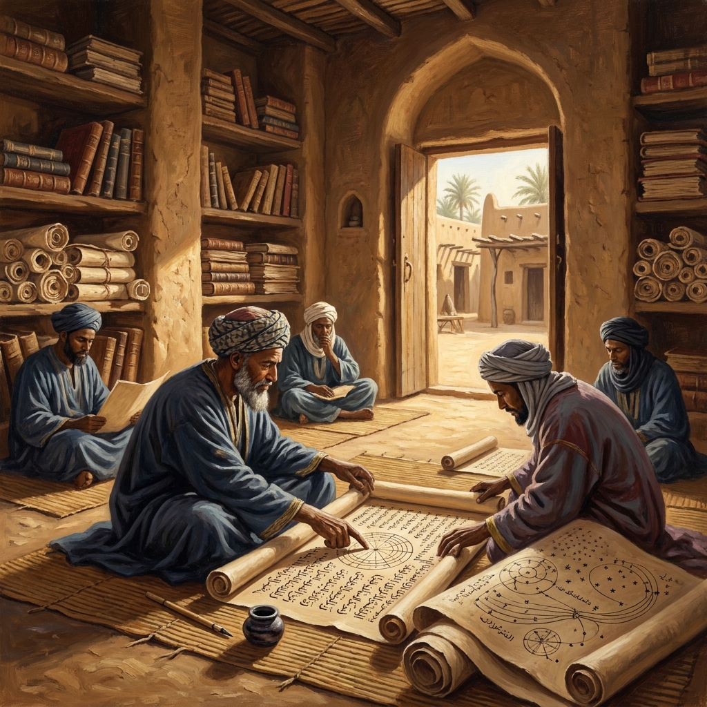 In Timbuktu, scholars wrote manuscripts on subjects like astronomy. These manuscripts were written in Arabic, which allowed.