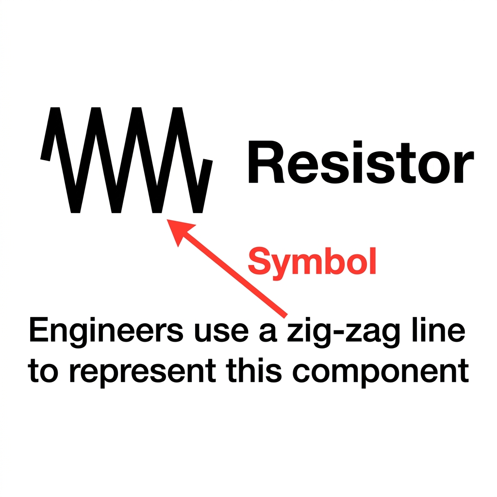 A resistor is a component in an electrical circuit that slows down the flow of electricity. Engineers use a zig-zag line to.