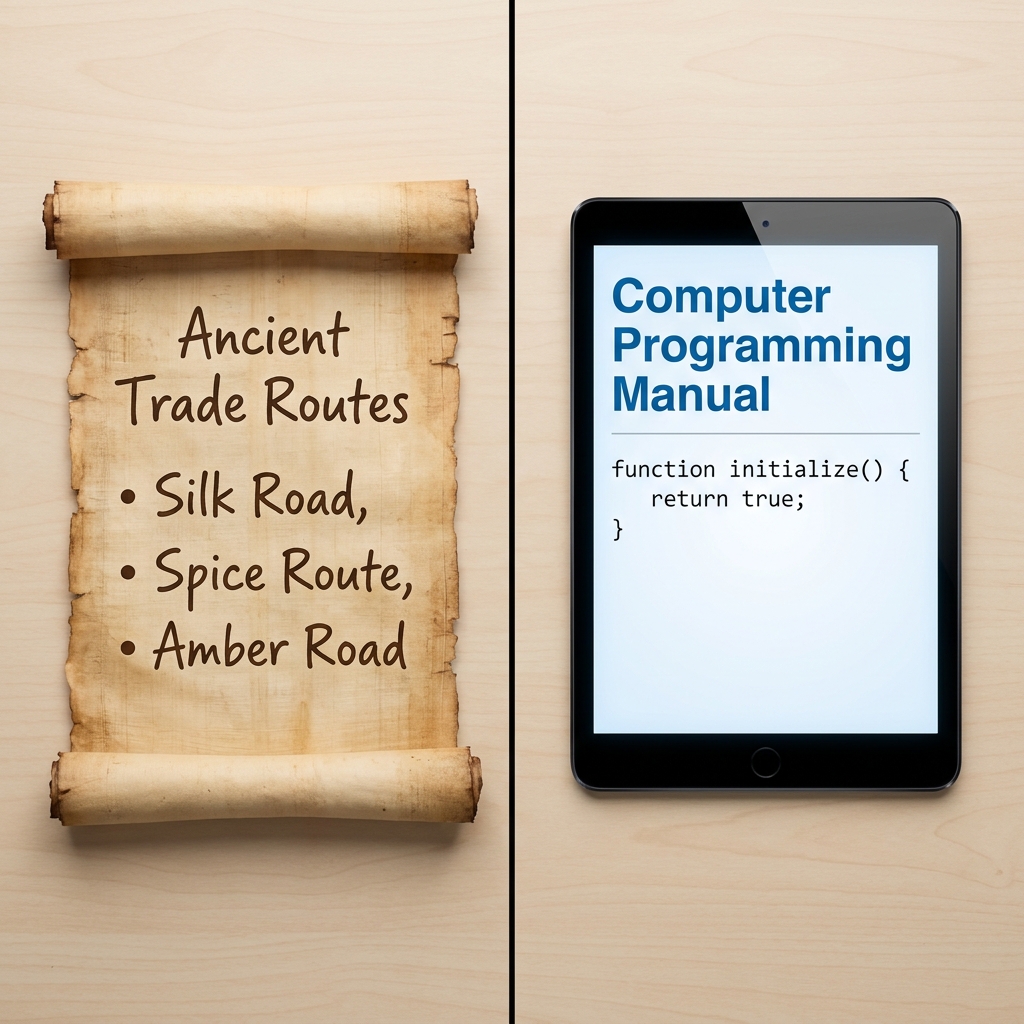 For example, if you compare a list of ancient trade routes with a computer programming manual, you cannot integrate them.