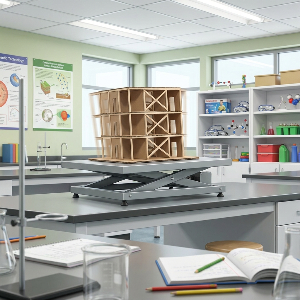 Imagine a scale model of a building on a shake table. We measure how much the building moves during a simulated earthquake.