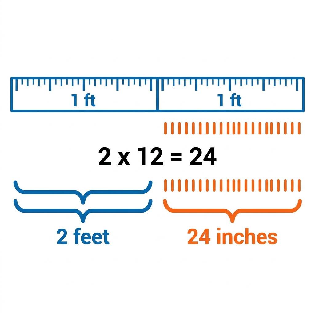 We can use the relationship between units to understand measurements. Since 1 foot is equal to 12 inches, we can find the.