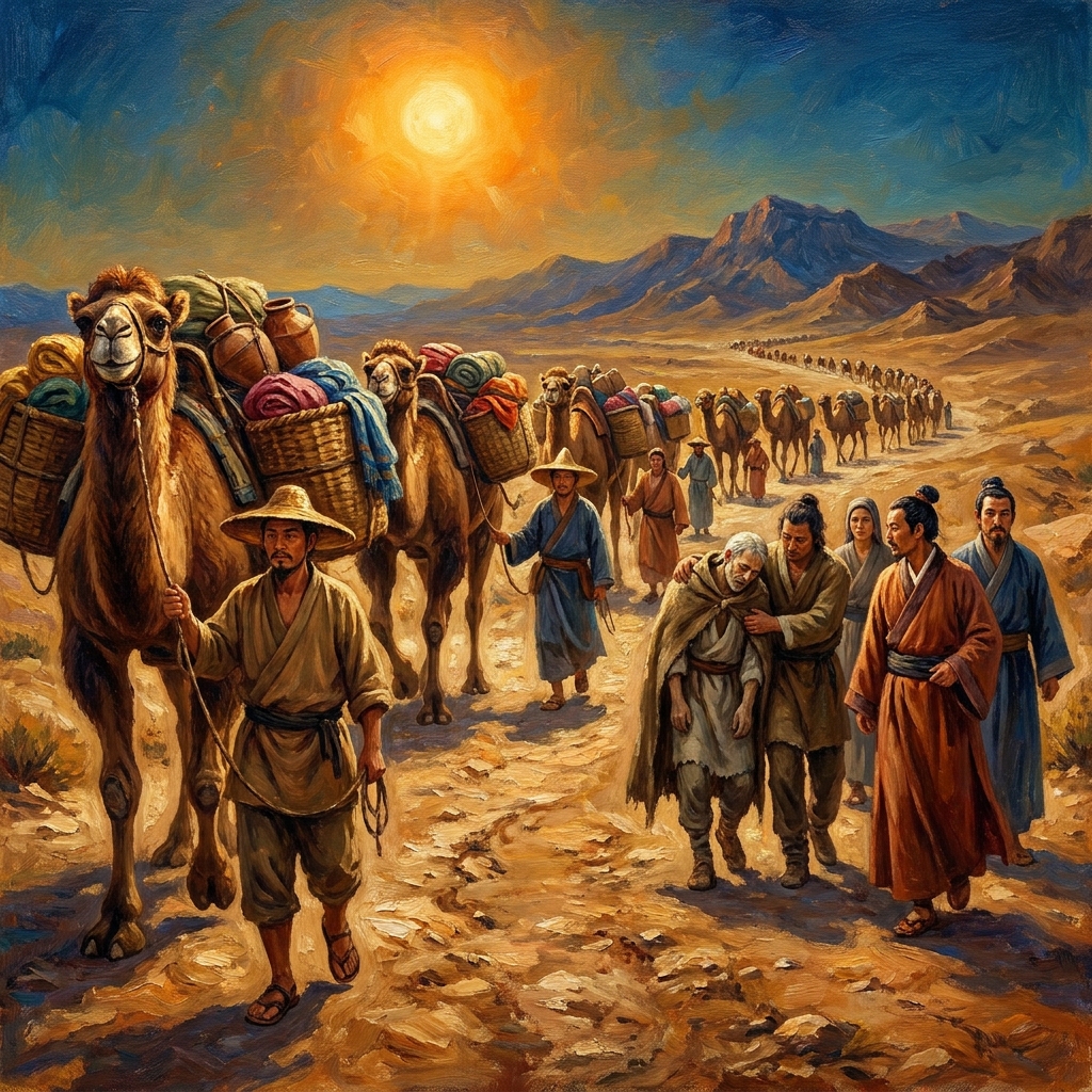 The Silk Road was a land-based trade route. Because it stretched across thousands of miles, it allowed goods and diseases to.