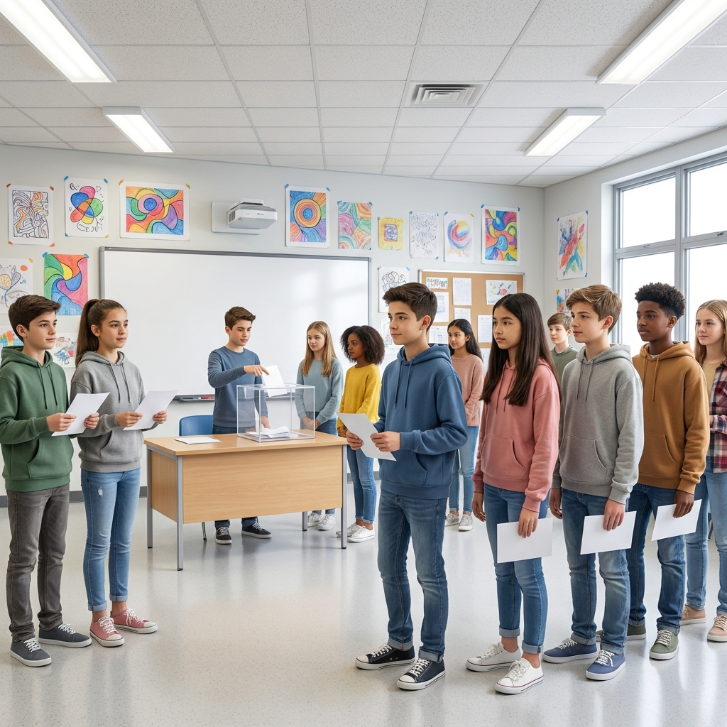Now let's look at a school student council election. This is a model of representative decision-making. Students vote for.