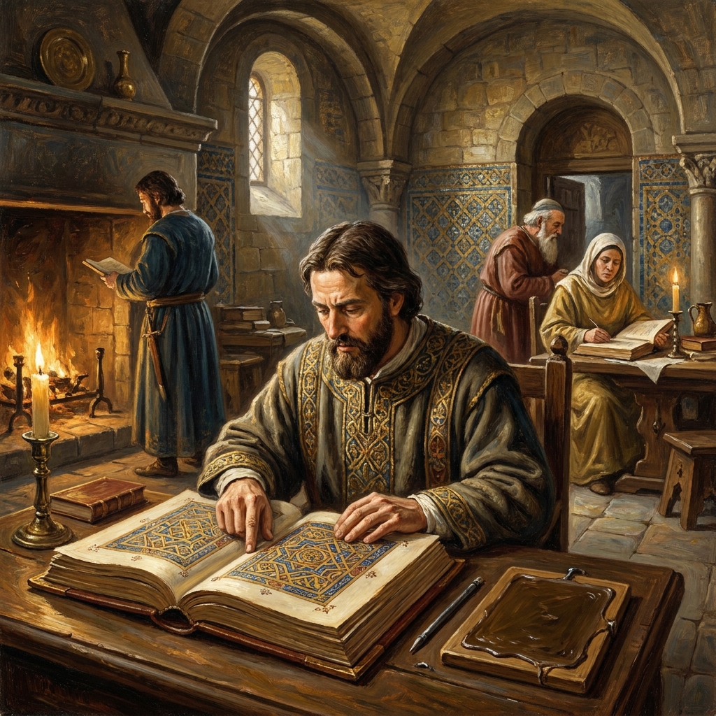 The merchant wants to know if charging extra interest on a loan is allowed. He checks the Qur'an, which forbids usury, or.