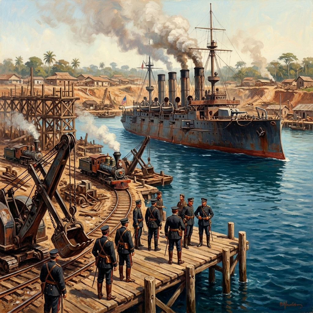 Example 1: In 1903, the U.S.S. Nashville arrived at the port of Colon. By stationing this warship there, the US effectively.