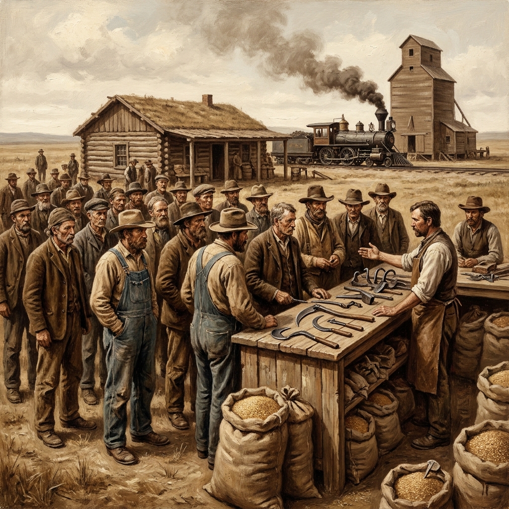 Let's compare ways farmers handled their supplies. If one farmer trades wheat for tools individually with a merchant, he has.