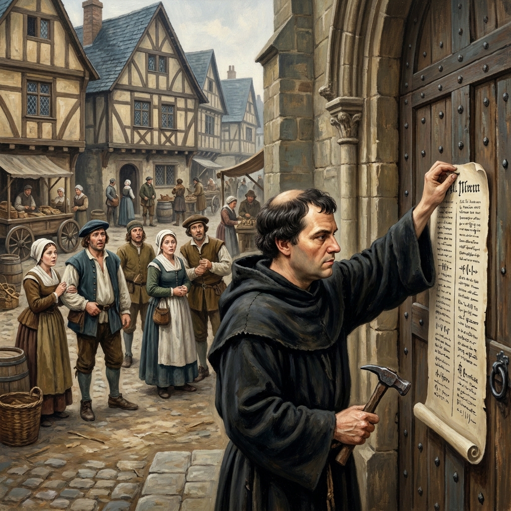 Martin Luther posted his 95 Theses, a list of arguments against Church practices, in 1517. This act is a clear example of.