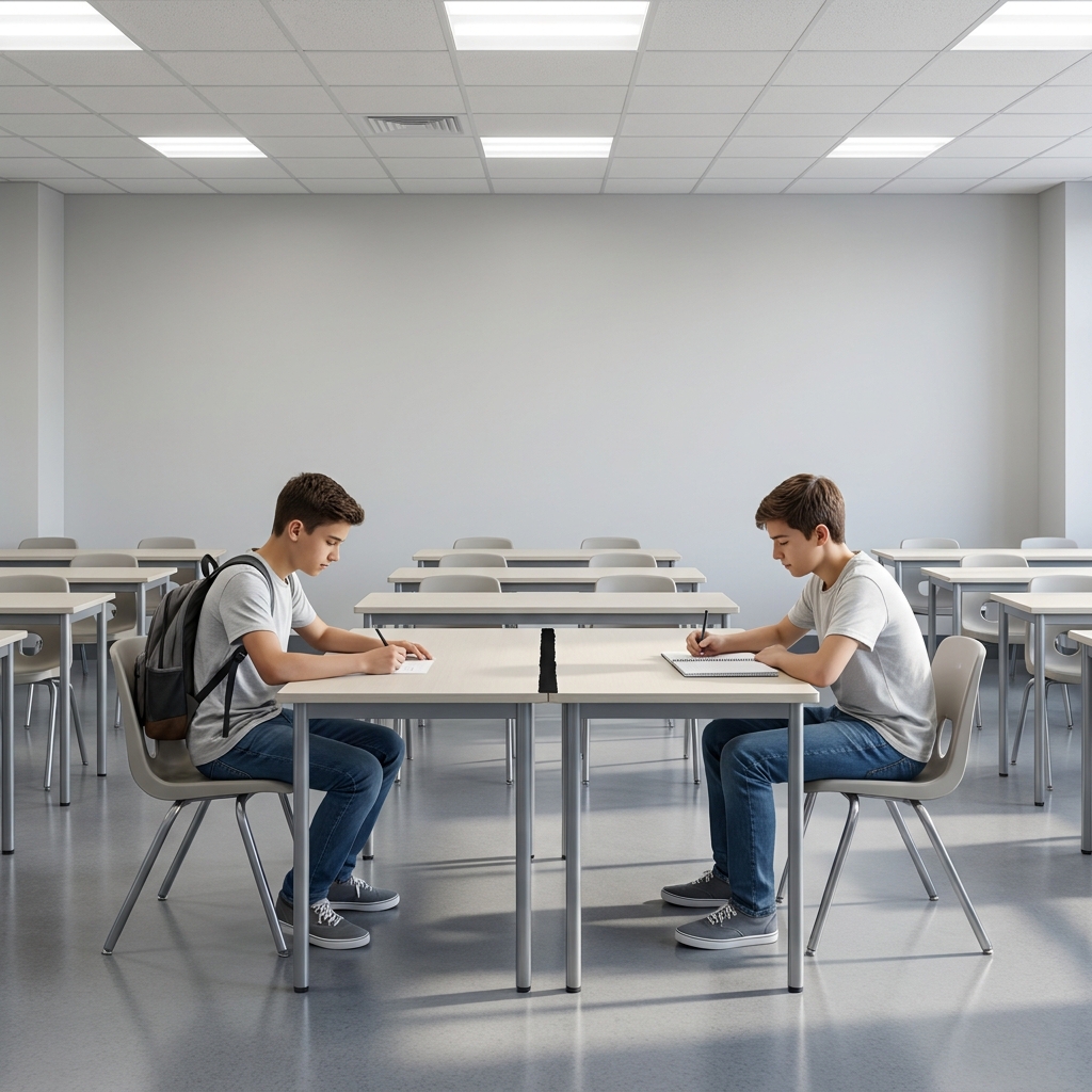 When two people share a desk and decide to draw a line down the middle to divide the space, they are creating a compromise.