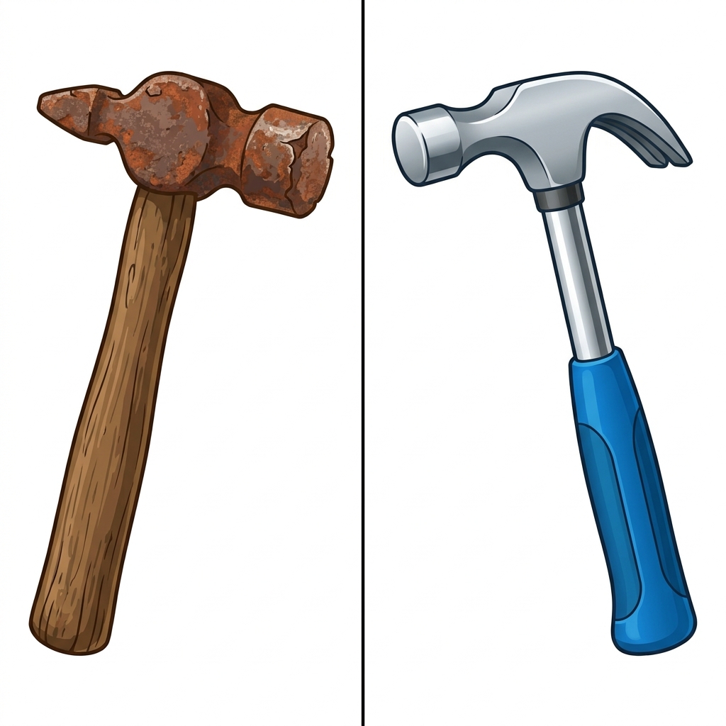 A hammer for building a house is a tool, but if we just keep using the same hammer for 100 years without changing it, that.