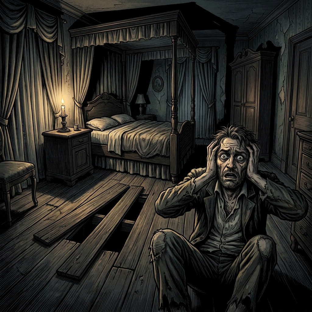 In 'The Tell-Tale Heart', the narrator is consumed by guilt. The text says, 'I felt that I must scream or die! And now.