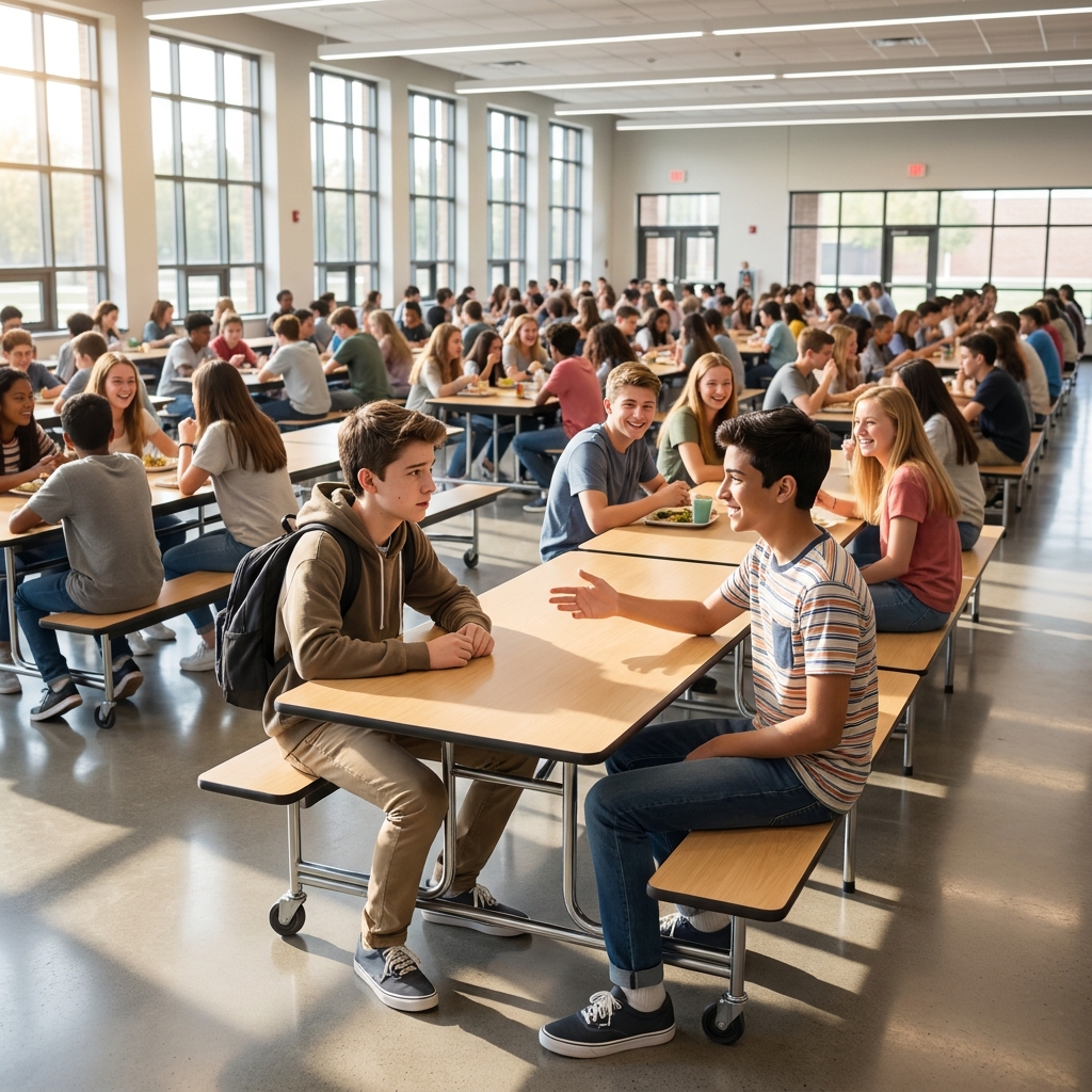 Imagine a student moving to a new school. The student feels nervous, but they choose to sit with someone new at lunch. This.