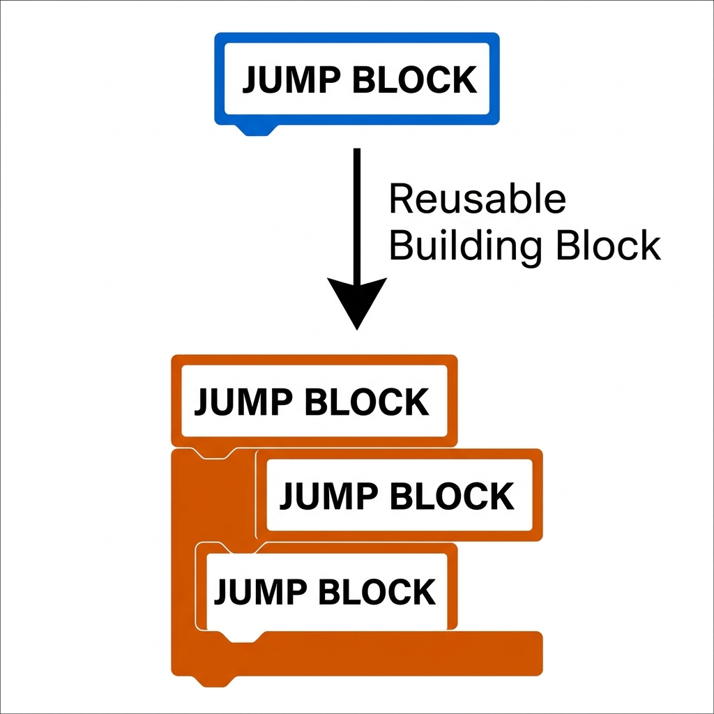 We can define sub-programs as building blocks for our code. A jump block is a type of sub-program. Because the jump block is.