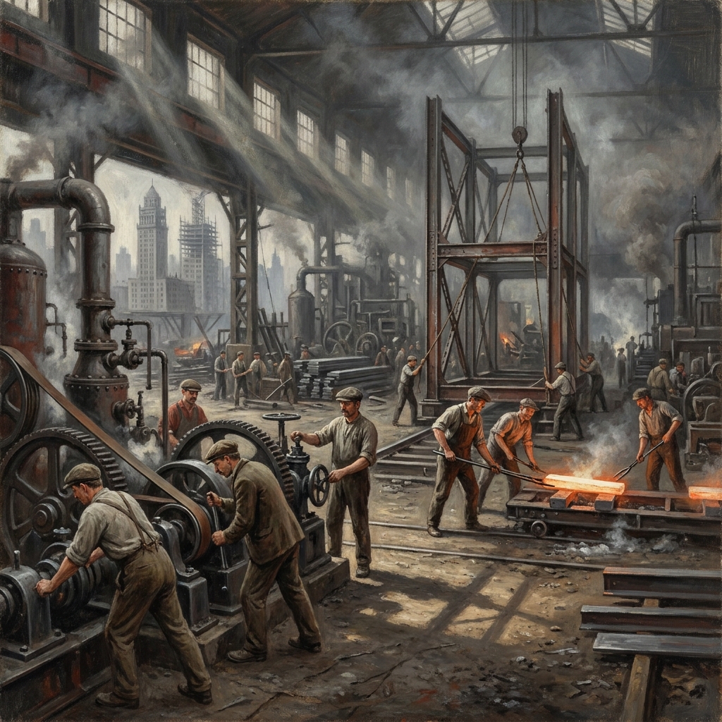 Many immigrants found work in steel mills. These factories were essential for building the nation's railroads and.