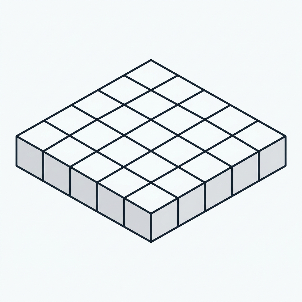 For a prism with length 5, width 5, and height 1, we multiply 5 times 5 to get 25, then multiply 25 times 1 to get 25. The.