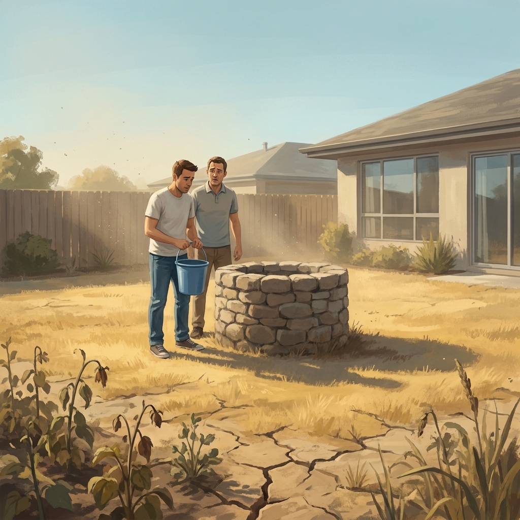 Now let's look at the struggle over water rights. Imagine two neighbors who share a single well during a drought. When there.
