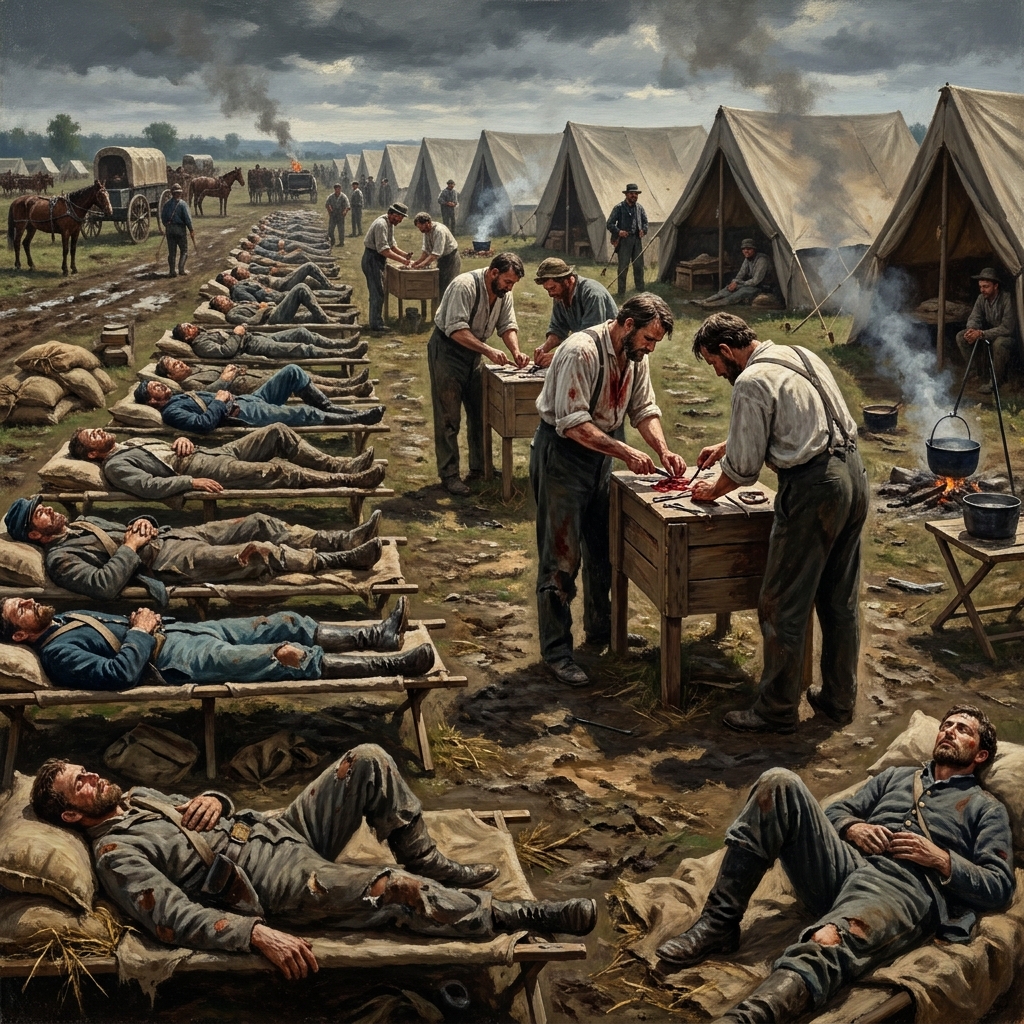 One example of total war was the use of field hospitals. Before the war, surgery was rare and often done in homes. During.