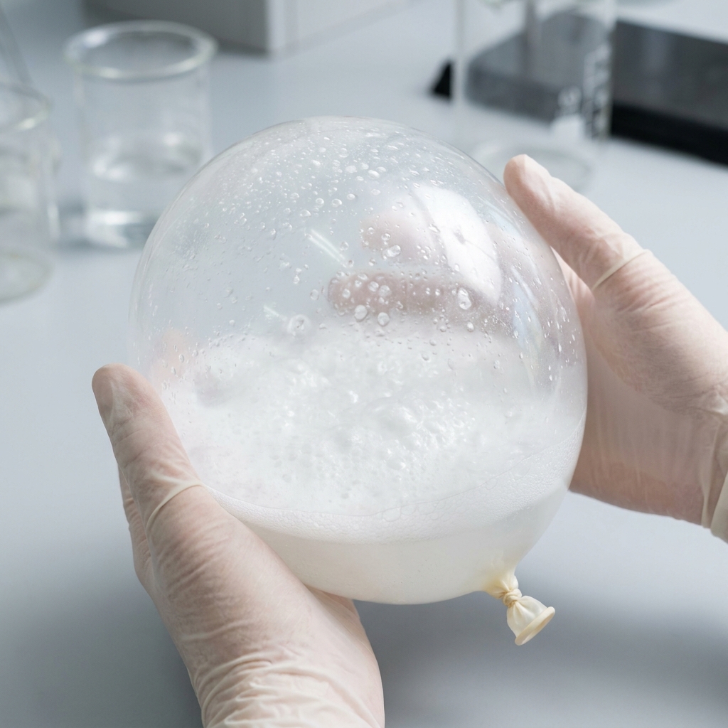 When vinegar and baking soda react in a sealed balloon, they create bubbles of gas. Because the balloon is sealed, the gas.