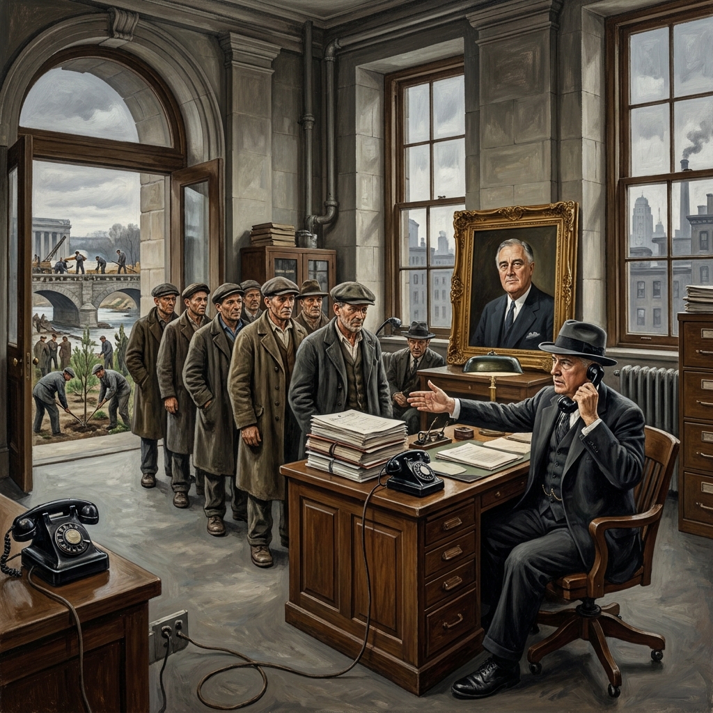 The New Deal created many alphabet agencies, such as the Works Progress Administration (WPA) and the Civilian Conservation.