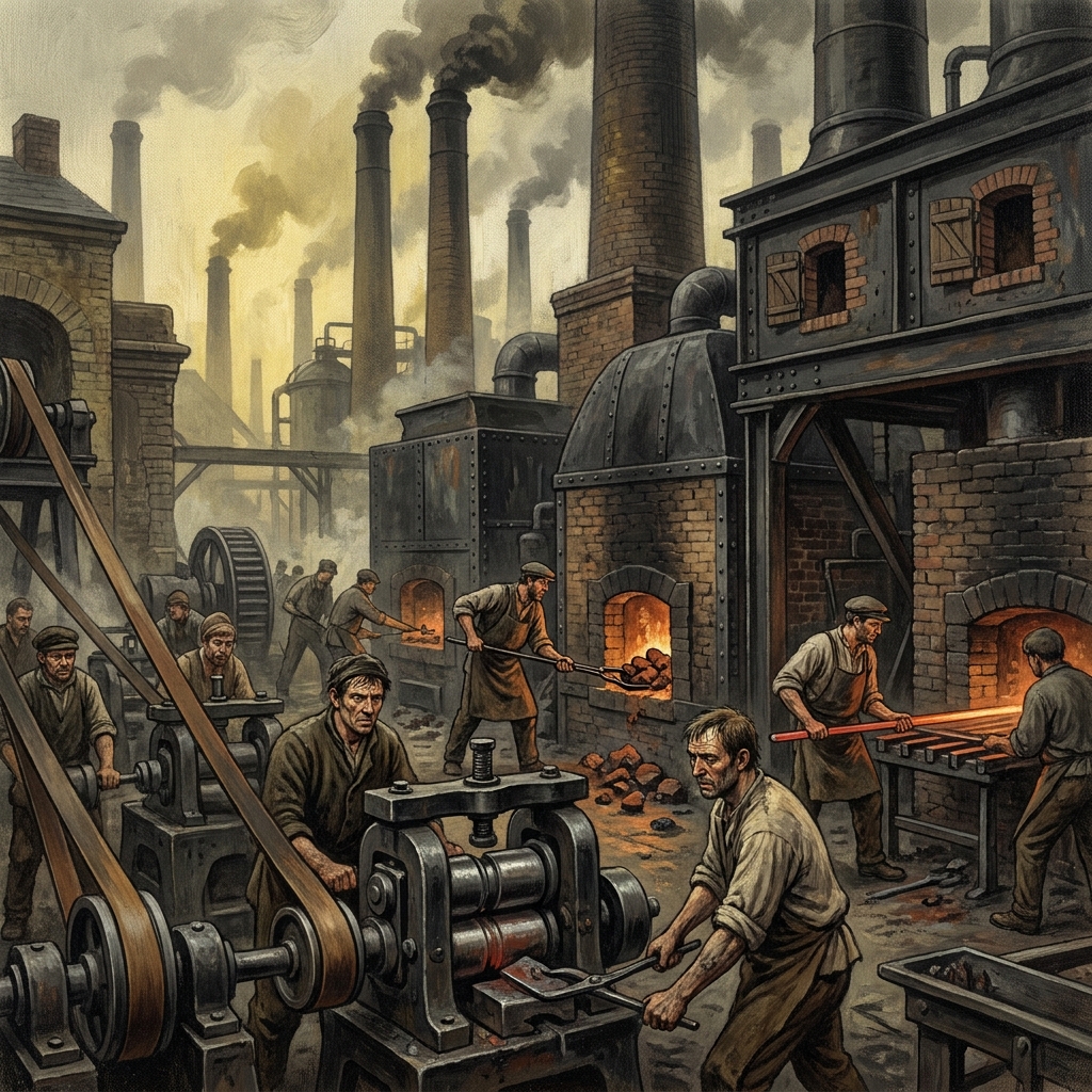 In the Ruhr Valley of Germany, massive steel mills became the center of the economy. These mills are an example of.