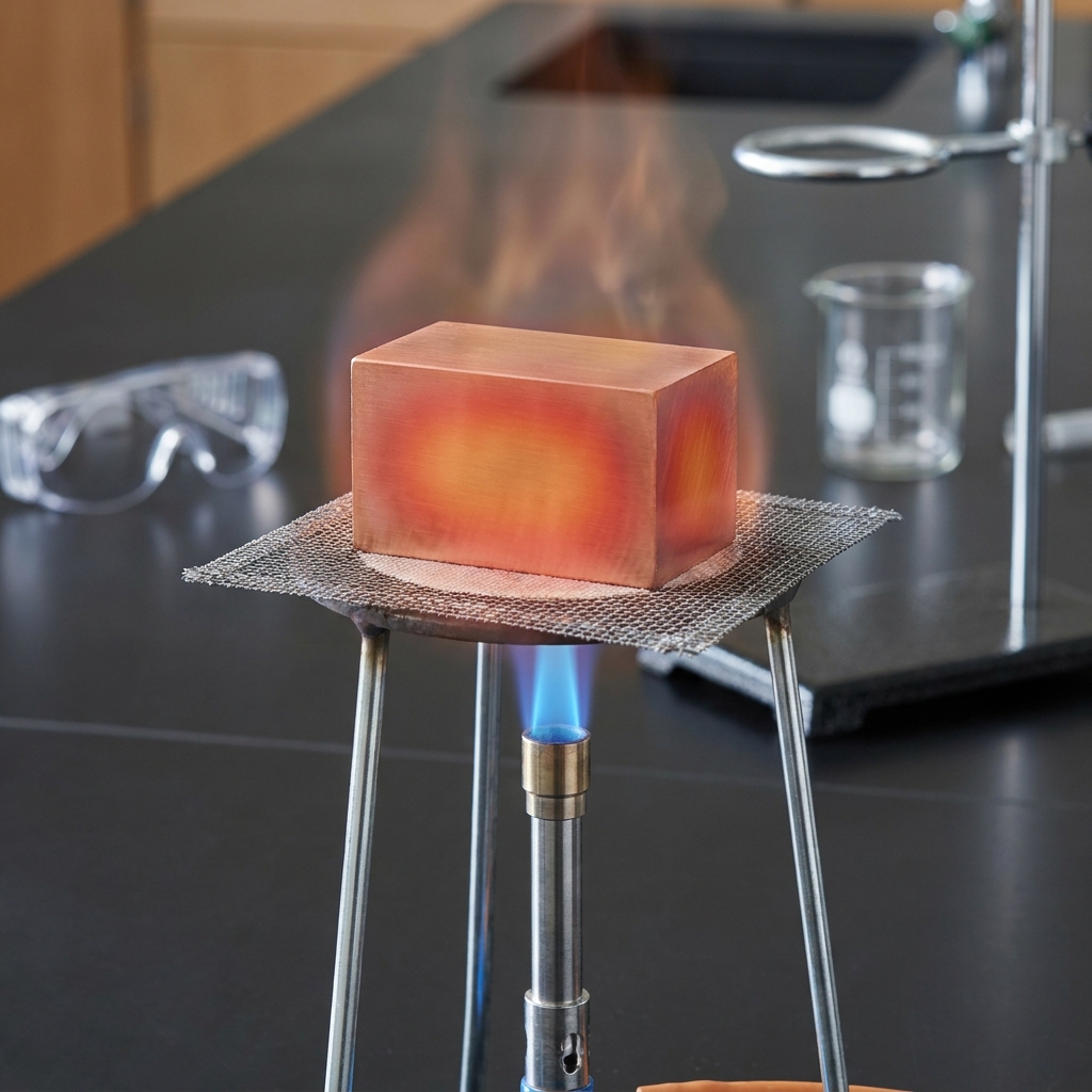 Example one: Heating a block of solid copper. As we add heat, the copper particles vibrate faster. This is an example of.