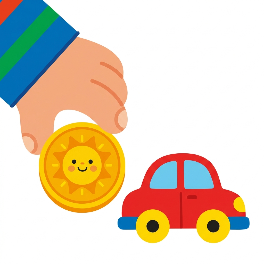 Look at the coin. We use it to buy things. This is an exchange. Say it with me, exchange.