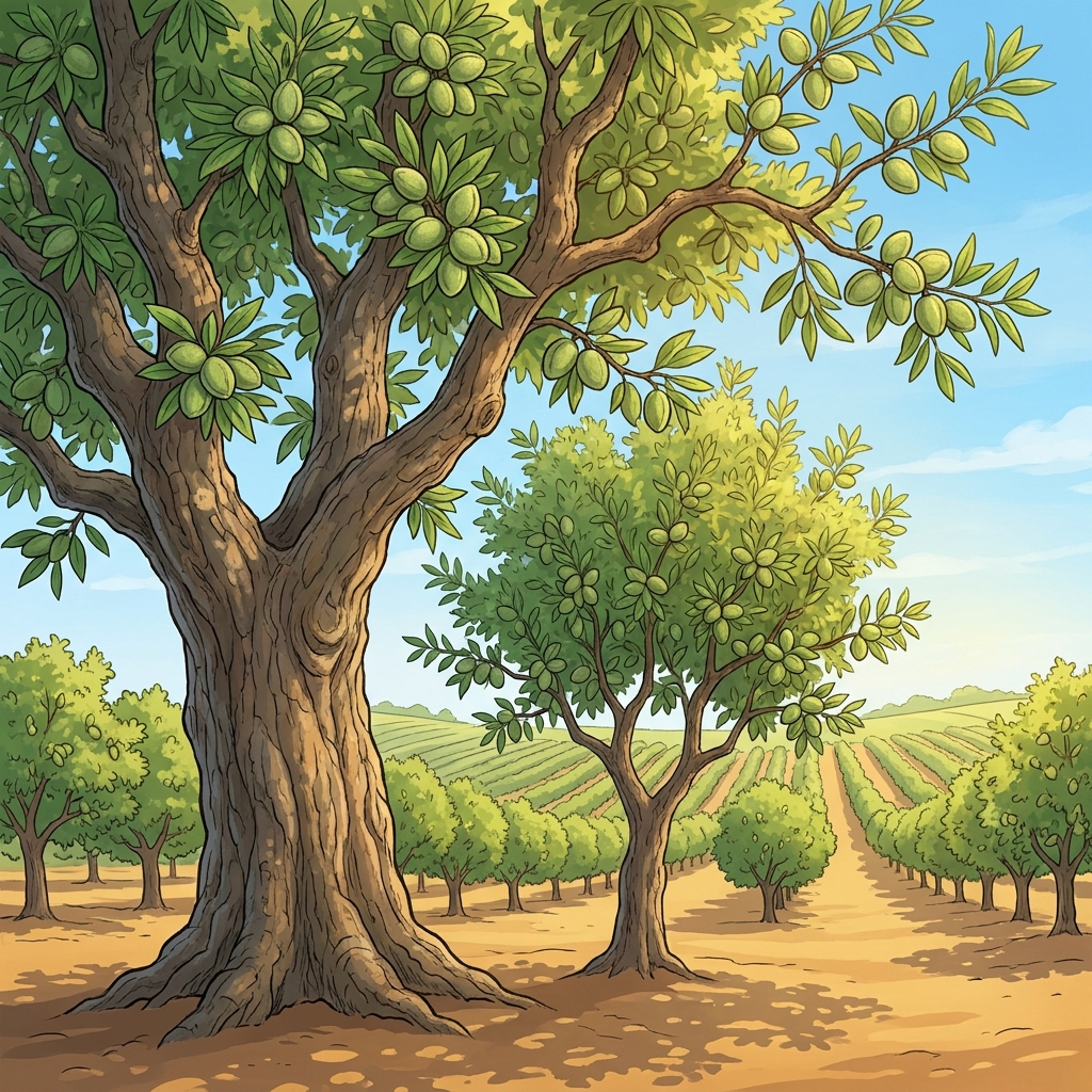 When a parent almond tree with a shell hardness level of 5 produces an offspring tree with a shell hardness level of 5, this.