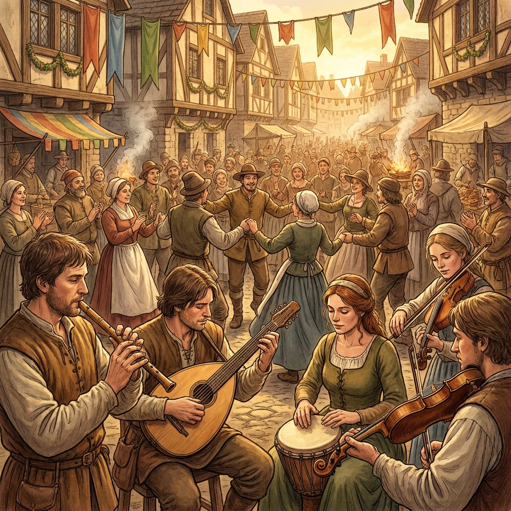 In a historical account of a town festival, one writer says: 'The vibrant music filled the air with joy.' The word vibrant.