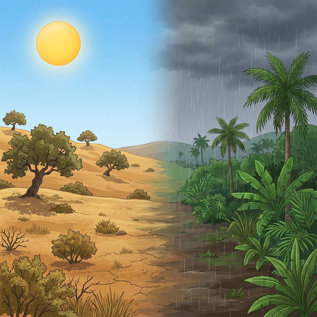 California has a Mediterranean climate. This means it has dry, warm summers and mild, rainy winters. In a tropical region.