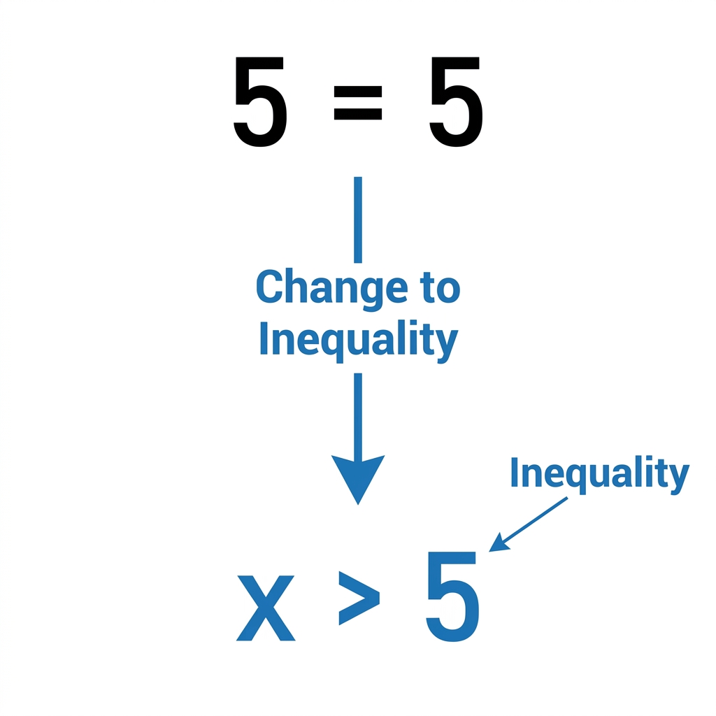 The statement 5 = 5 is not an inequality. It is an equation because it shows equality. To make it an inequality, we could.