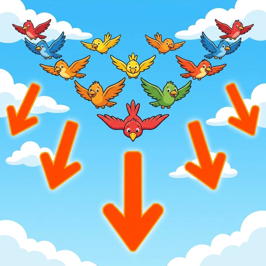 A bird migration study includes a text explaining that birds move south for the winter. The study also includes arrows.
