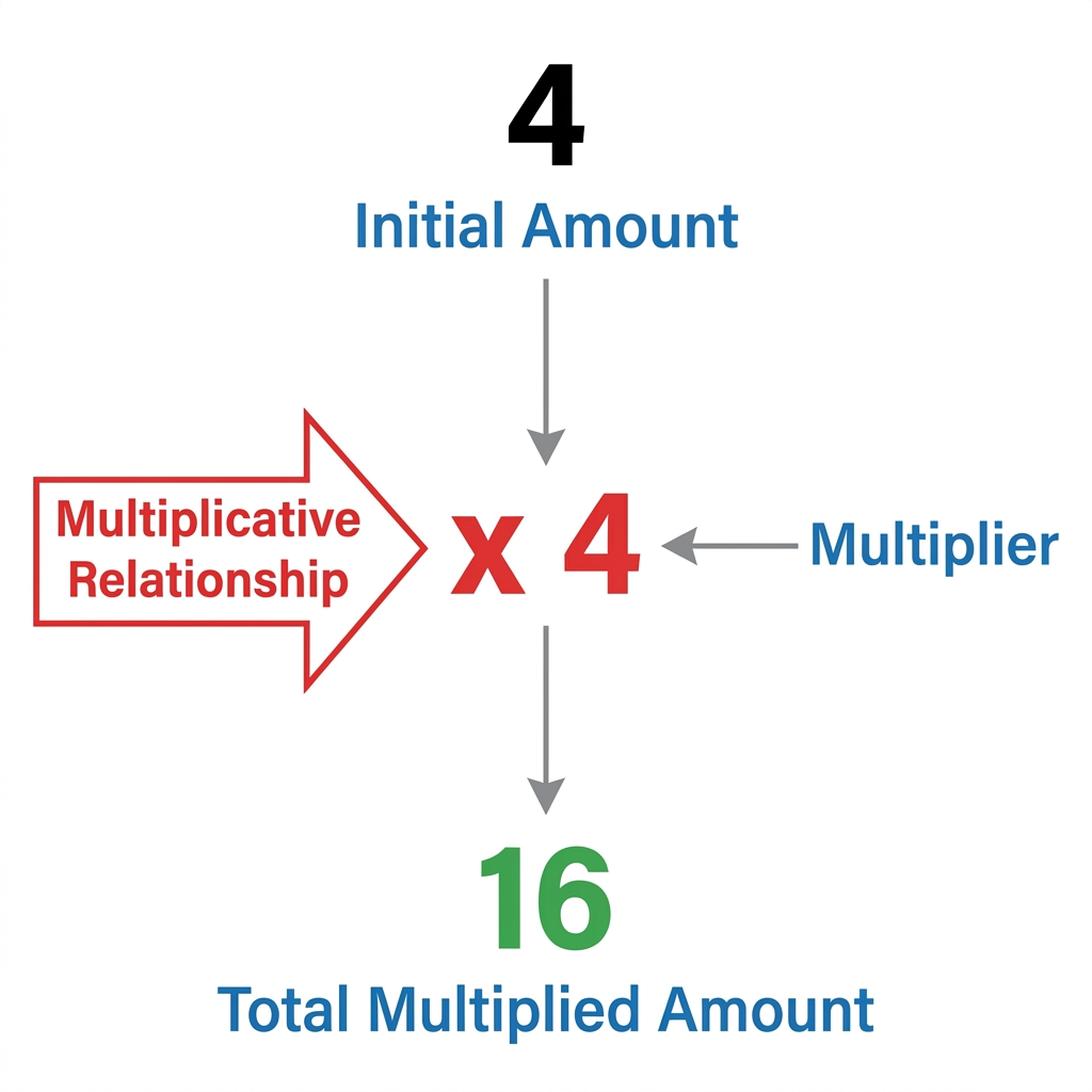 Example: A student has 4 pencils. Another student has 4 times as many pencils. This is multiplicative because we are using a.