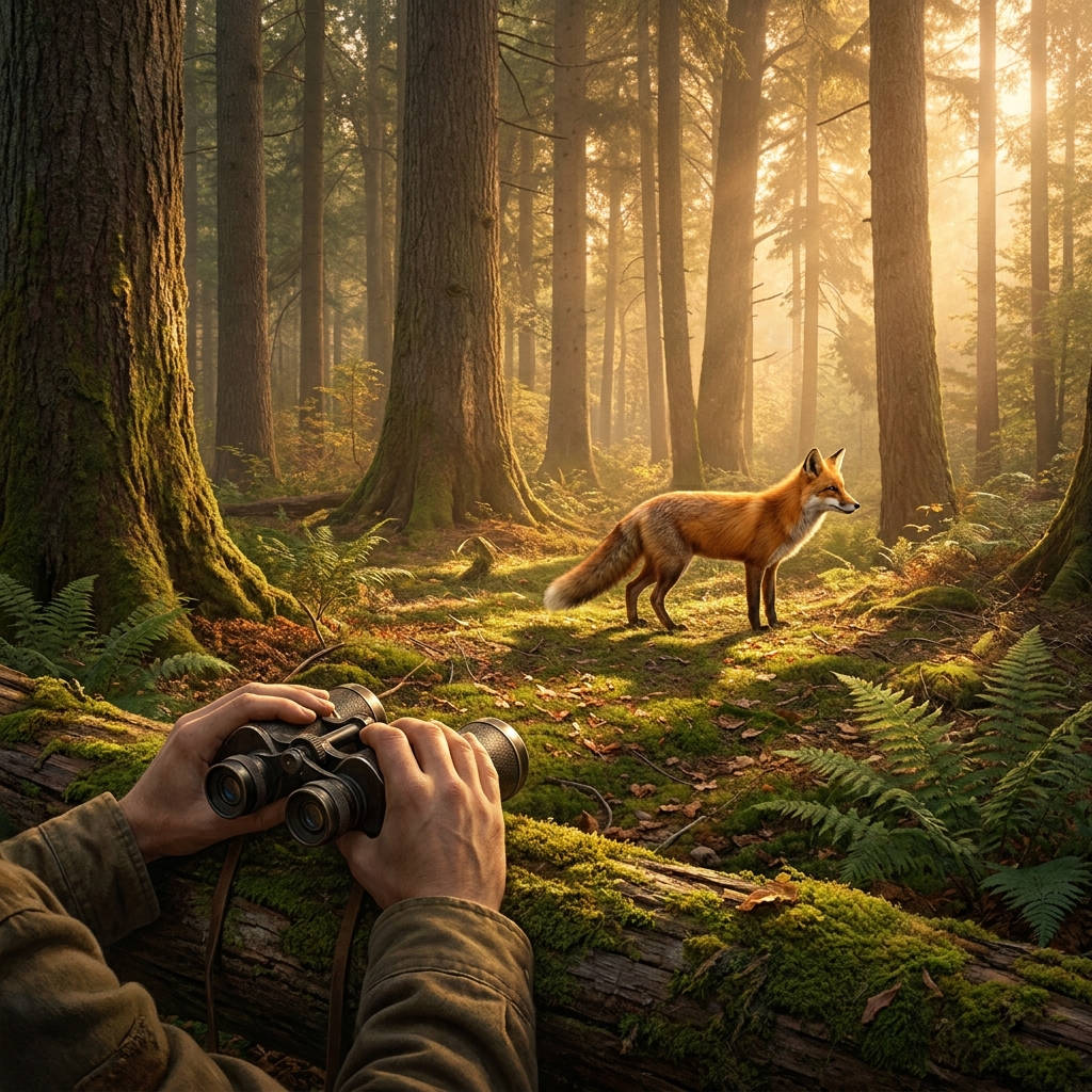 In the third-person version, the narrator is watching the fox. The narrator uses the word fox or he to describe the.