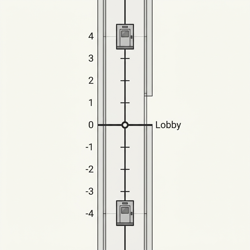 Think about an elevator in a building. The lobby is at zero. Moving up 4 floors is positive 4, and moving down 4 floors into.