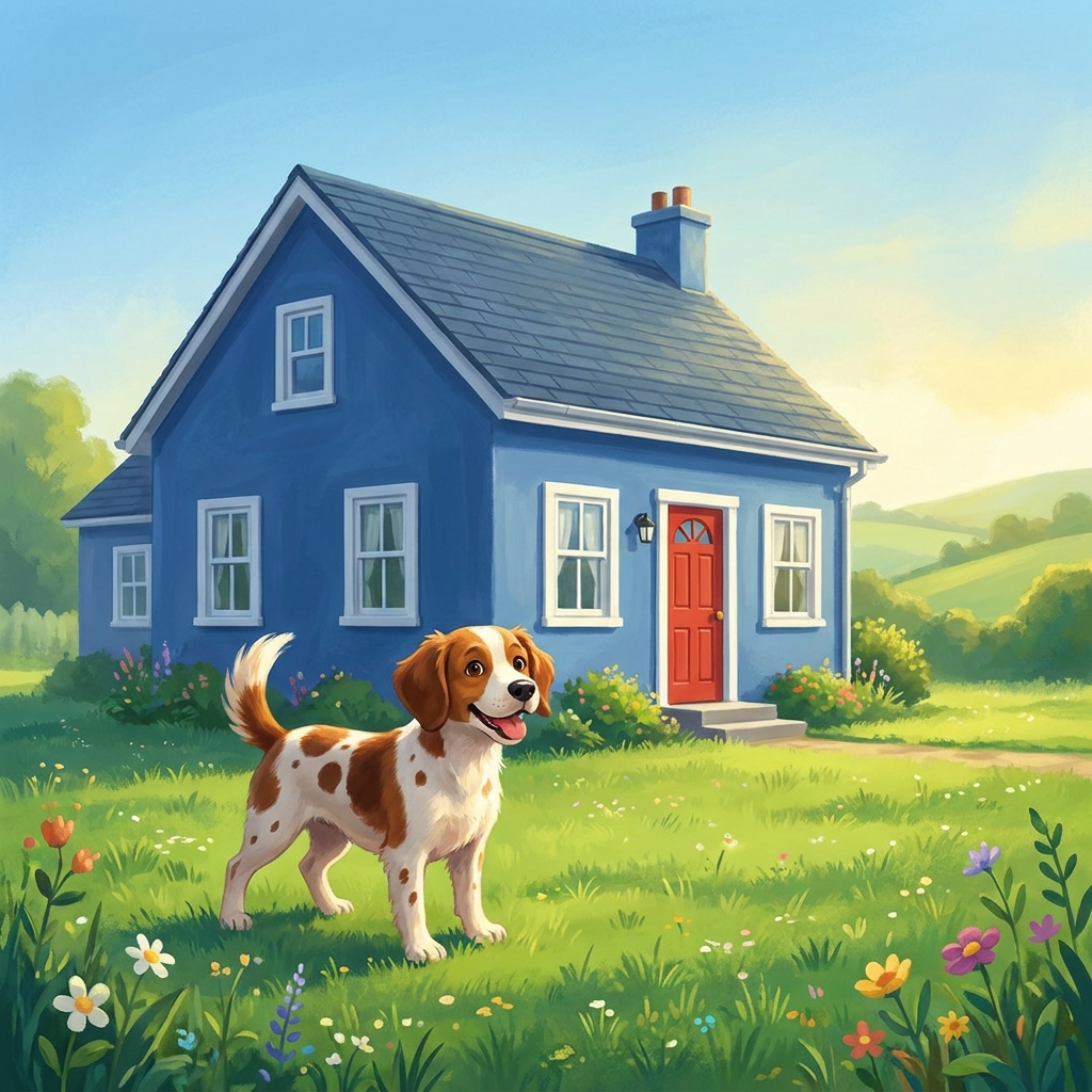 In a story about a dog, the beginning might say, 'A dog named Spot lived in a blue house.' This introduces the character and.
