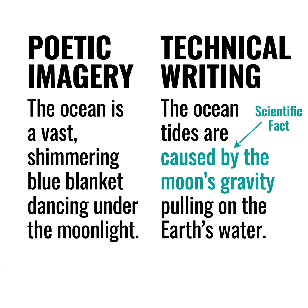A poem about the ocean is also not a technical text. It uses imagery rather than clear steps. To make it technical, we could.