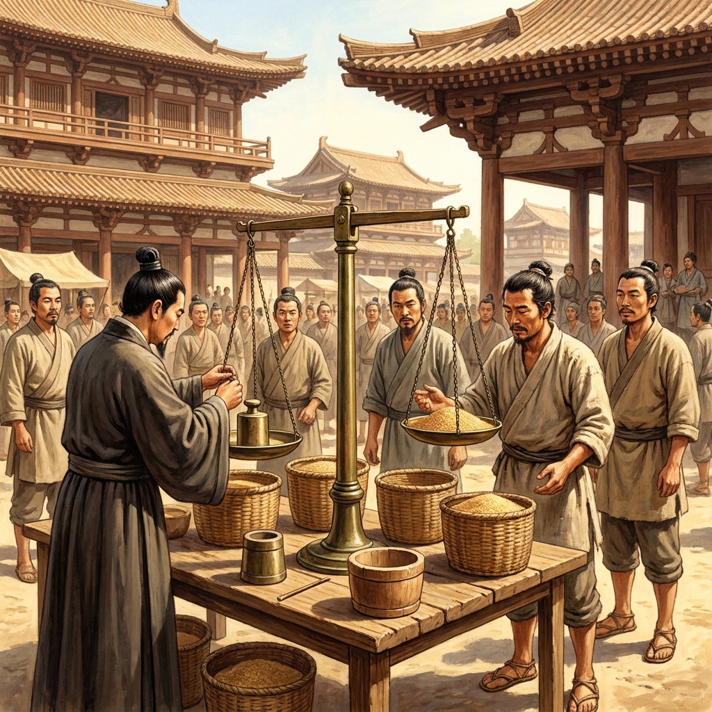 Shi Huangdi standardized weights and measures. Before this, different regions used different sizes for measuring grain. By.