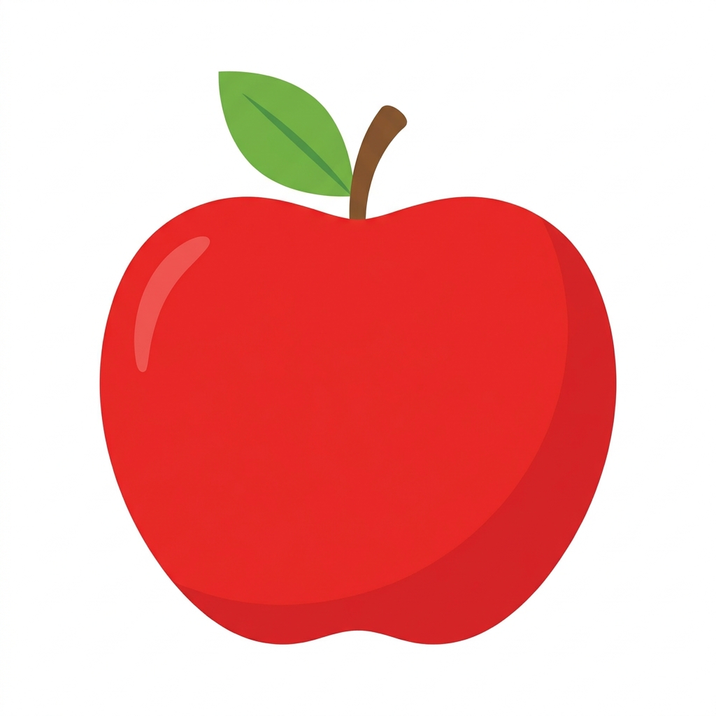Let us say it together. Red apple. Red is the adjective. It tells us about the apple. You are doing great!