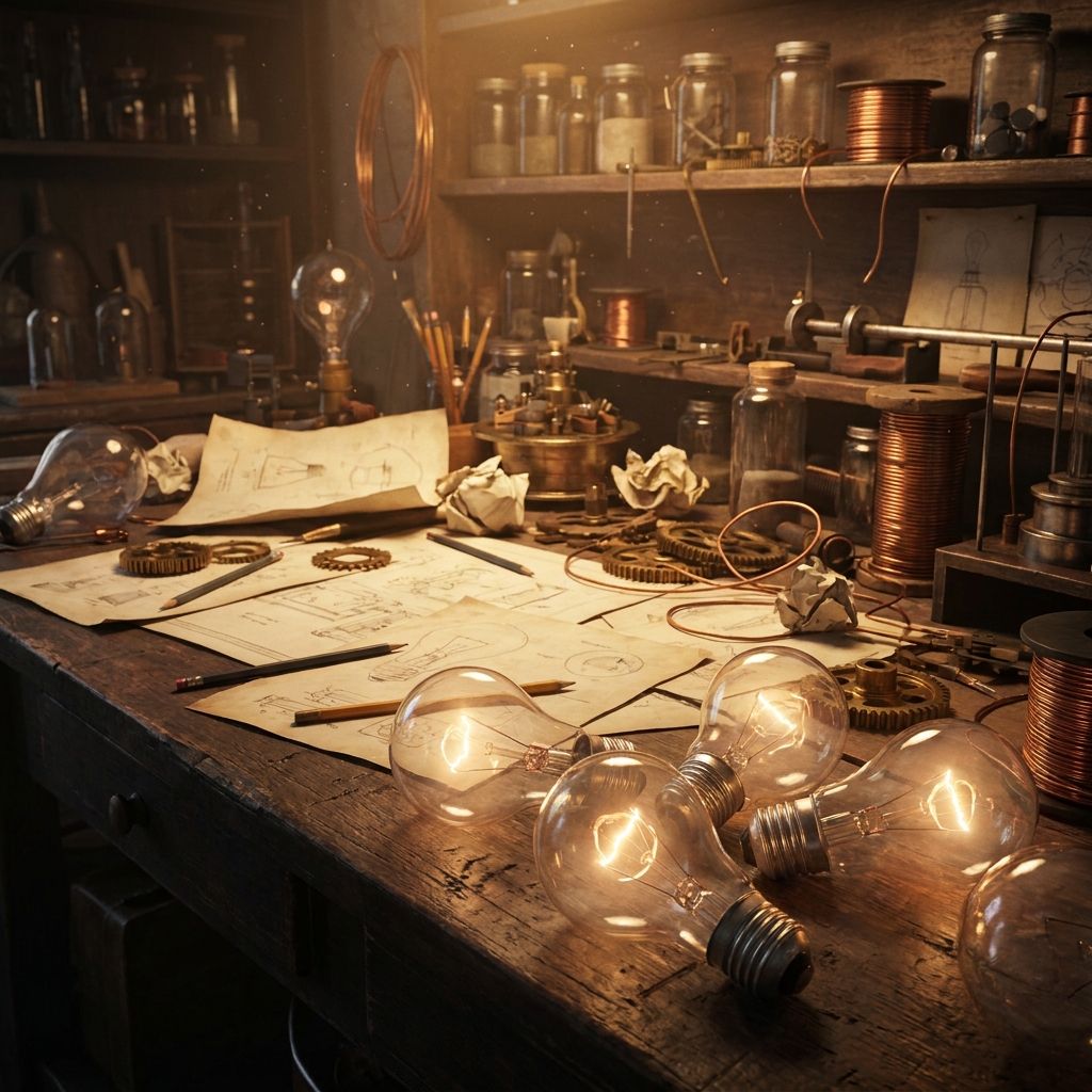In a biography of Thomas Edison, the author writes, 'Thomas Edison worked for many hours to make the lightbulb.' This is a.