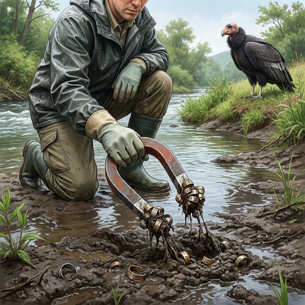 California Condors are large birds that are endangered. Scientists put small metal bands on the birds to track where they.
